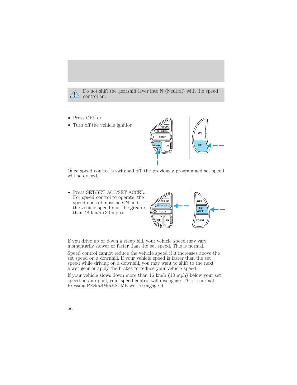 Controls and features | Lincoln 1999 Town Car User Manual | Page 56 / 208