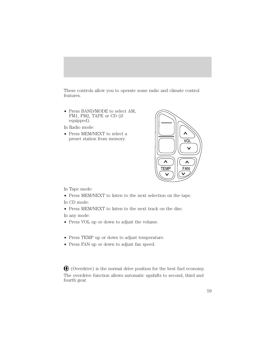 Controls and features | Lincoln 1999 Town Car User Manual | Page 59 / 208