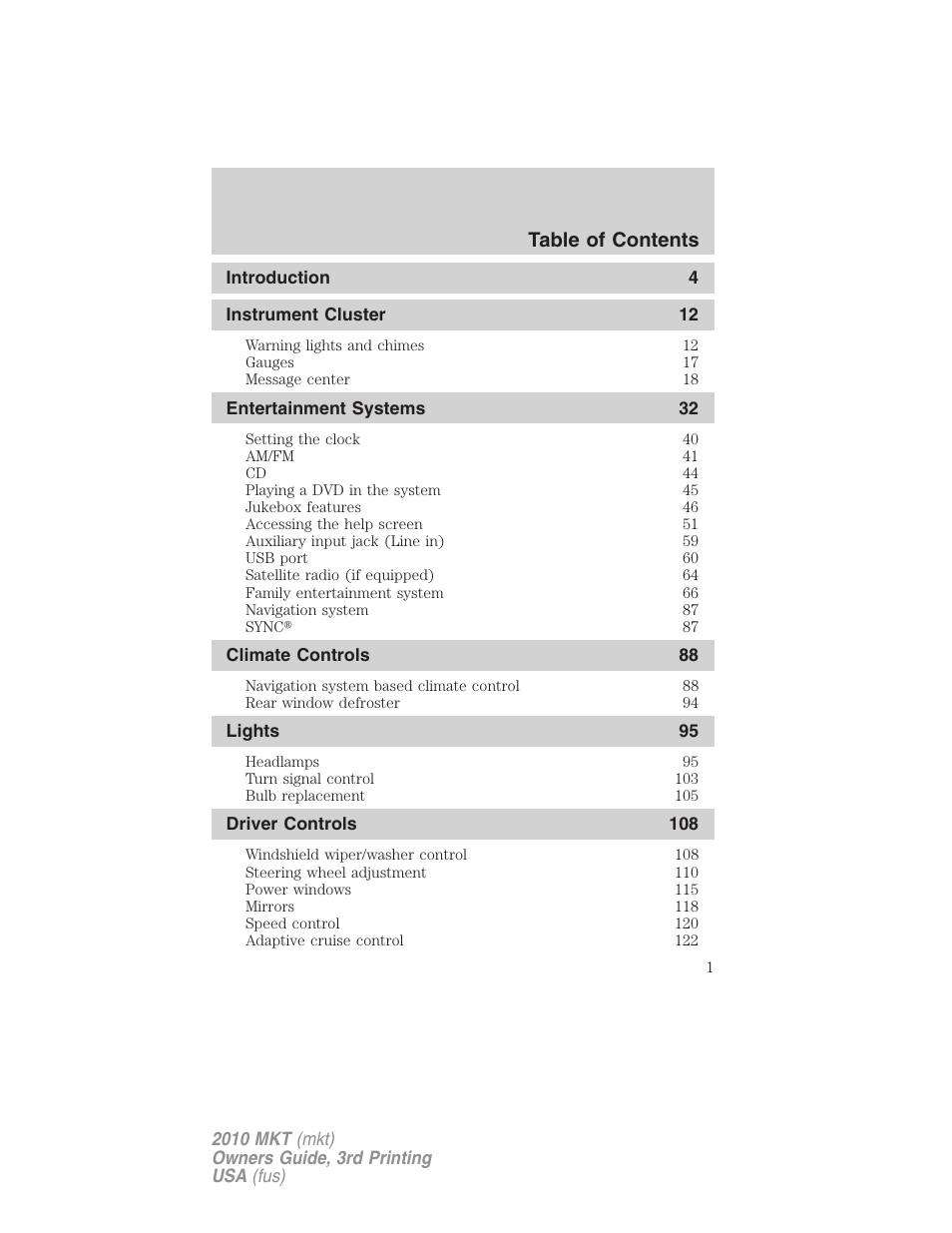 Lincoln 2010 MKT User Manual | 433 pages