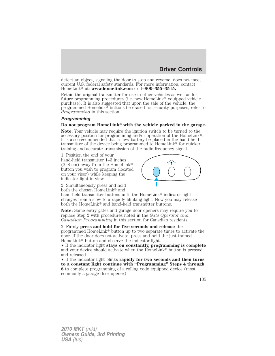Programming, Driver controls | Lincoln 2010 MKT User Manual | Page 135 / 433