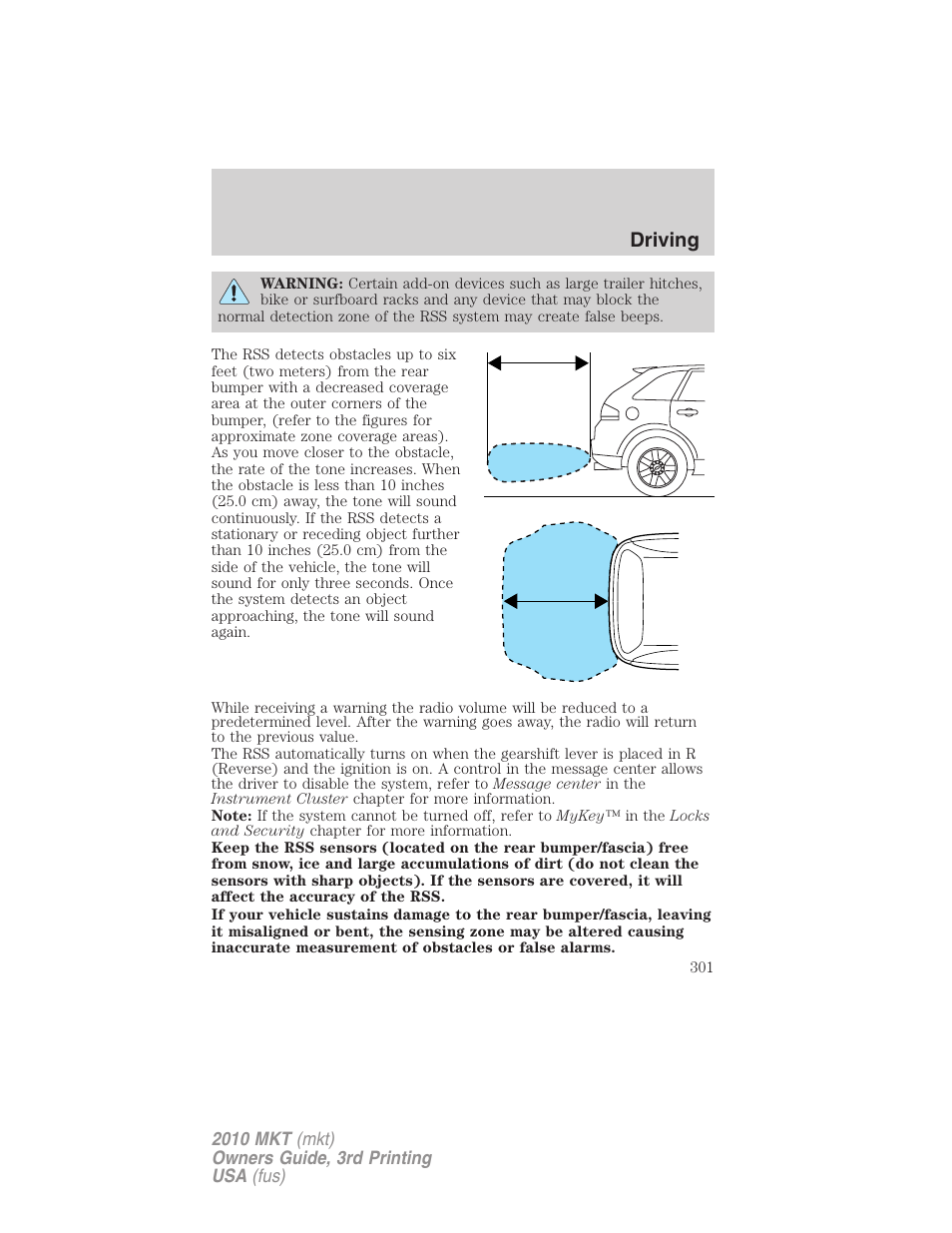 Driving | Lincoln 2010 MKT User Manual | Page 301 / 433