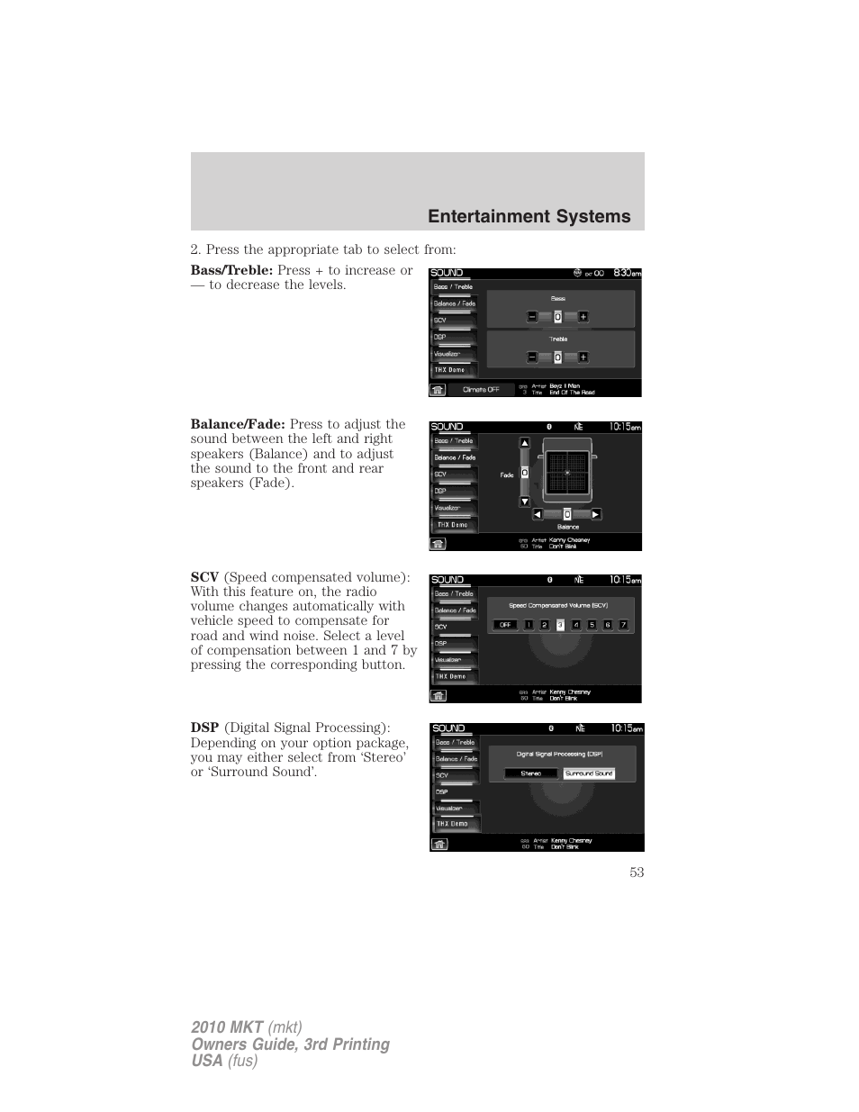 Entertainment systems | Lincoln 2010 MKT User Manual | Page 53 / 433