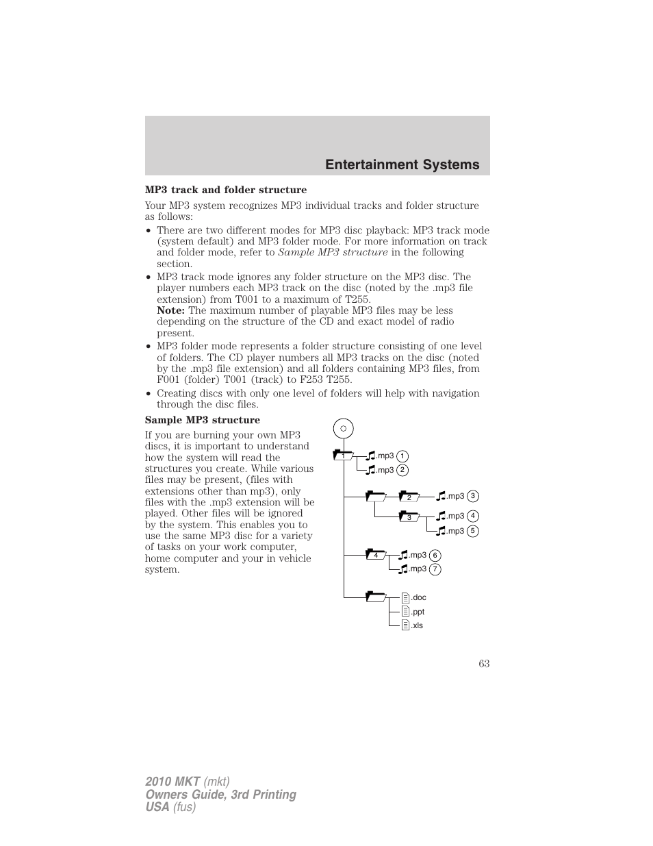Entertainment systems | Lincoln 2010 MKT User Manual | Page 63 / 433