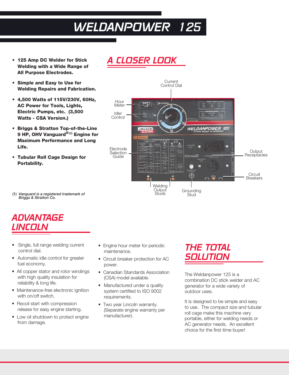 Weldanpower, Advantage lincoln, A closer look the total solution | Lincoln Weldanpower 125 User Manual | Page 2 / 4