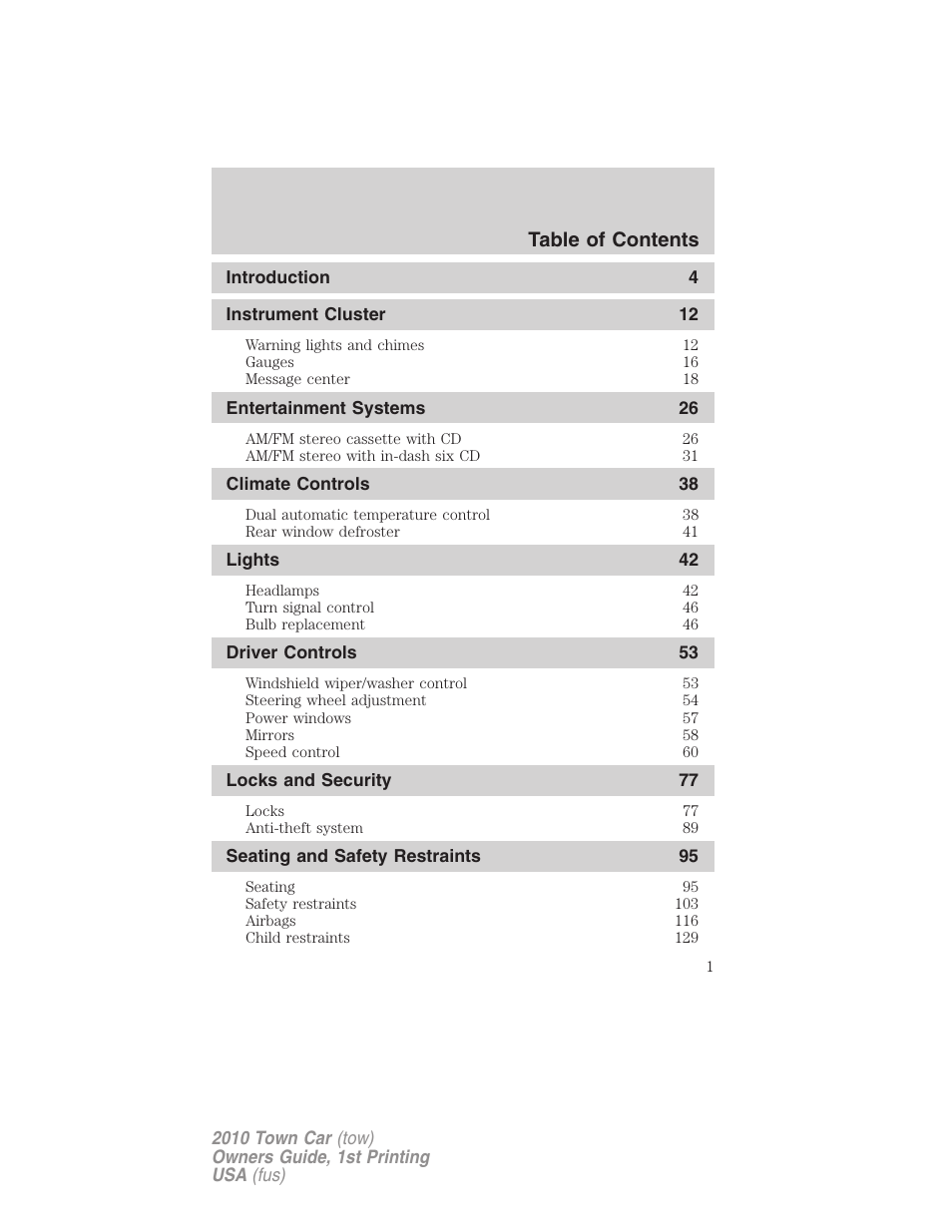 Lincoln 2010 Town Car User Manual | 285 pages