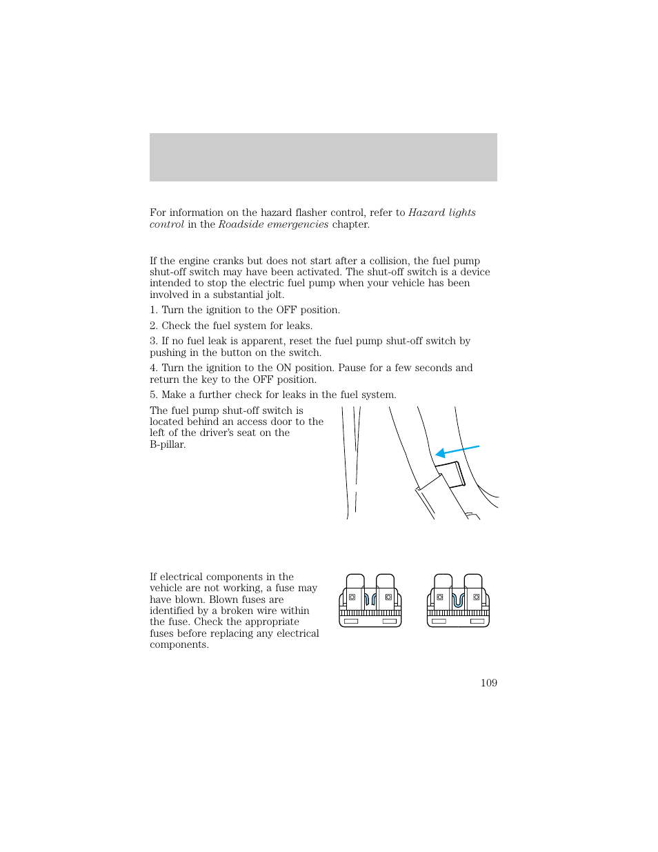 Roadside emergencies | Lincoln 1998 Continental User Manual | Page 109 / 176