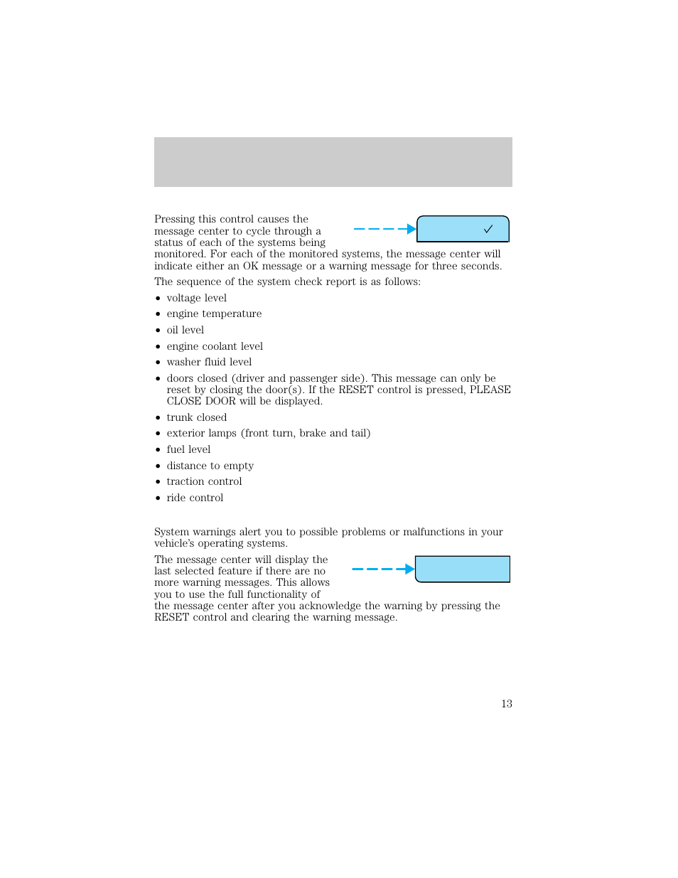 System reset, Instrumentation | Lincoln 1998 Continental User Manual | Page 13 / 176