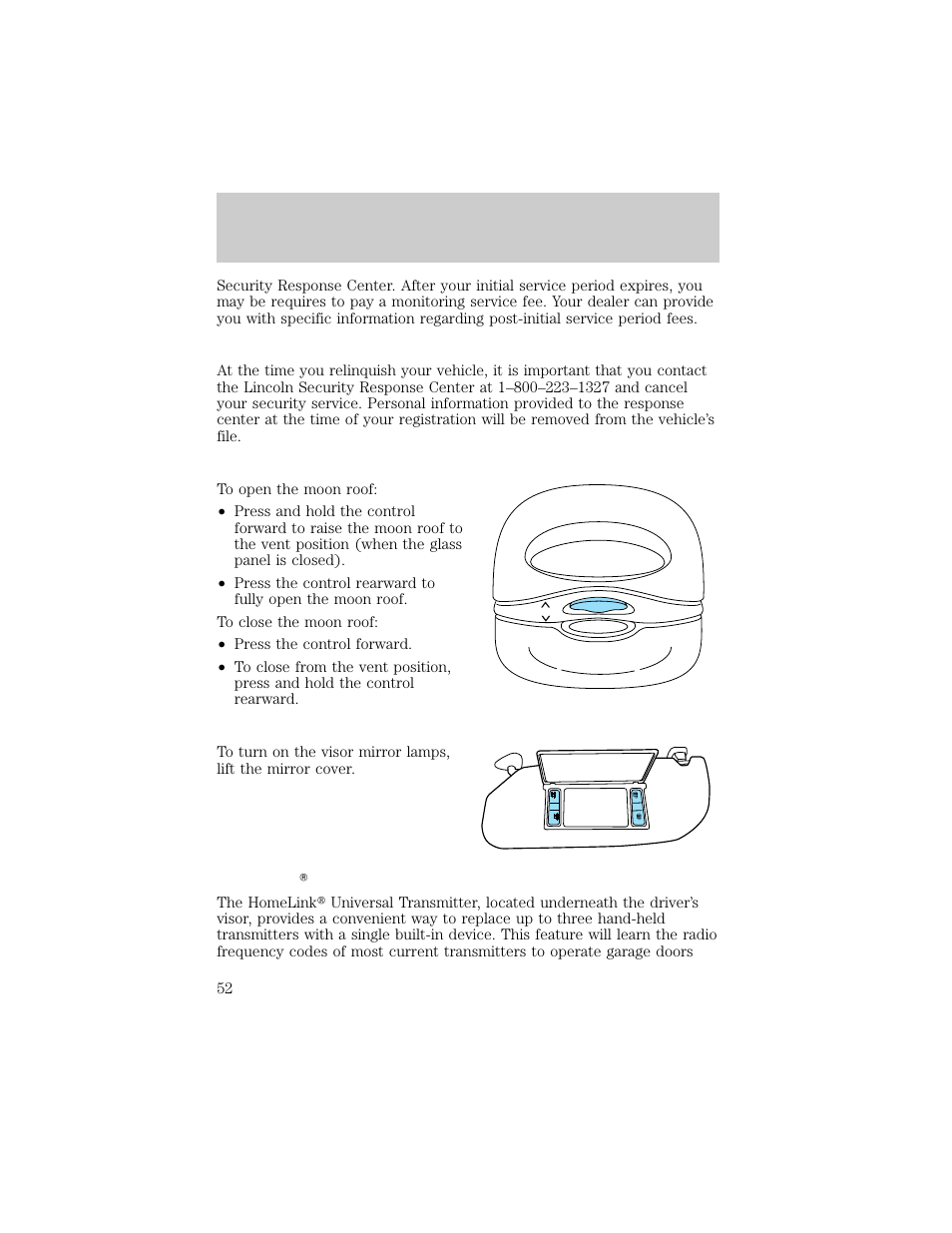 Controls and features | Lincoln 1998 Continental User Manual | Page 52 / 176