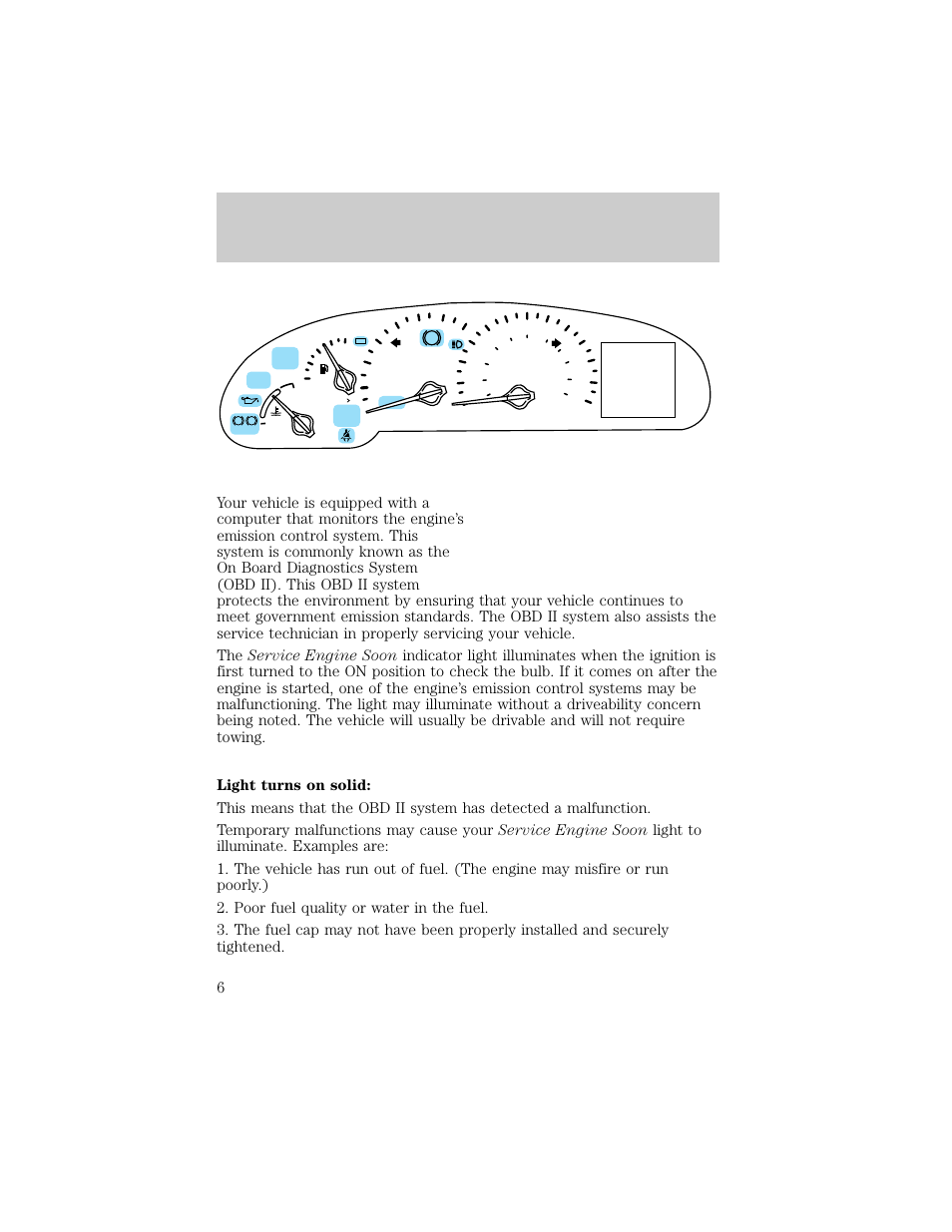 Instrumentation, Service engine soon | Lincoln 1998 Continental User Manual | Page 6 / 176