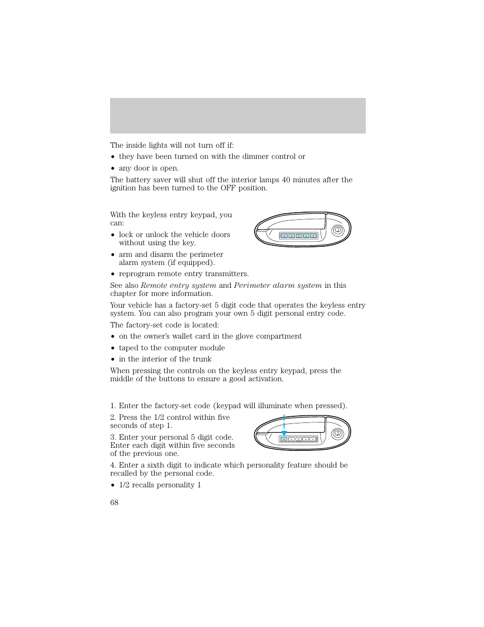 Controls and features | Lincoln 1998 Continental User Manual | Page 68 / 176