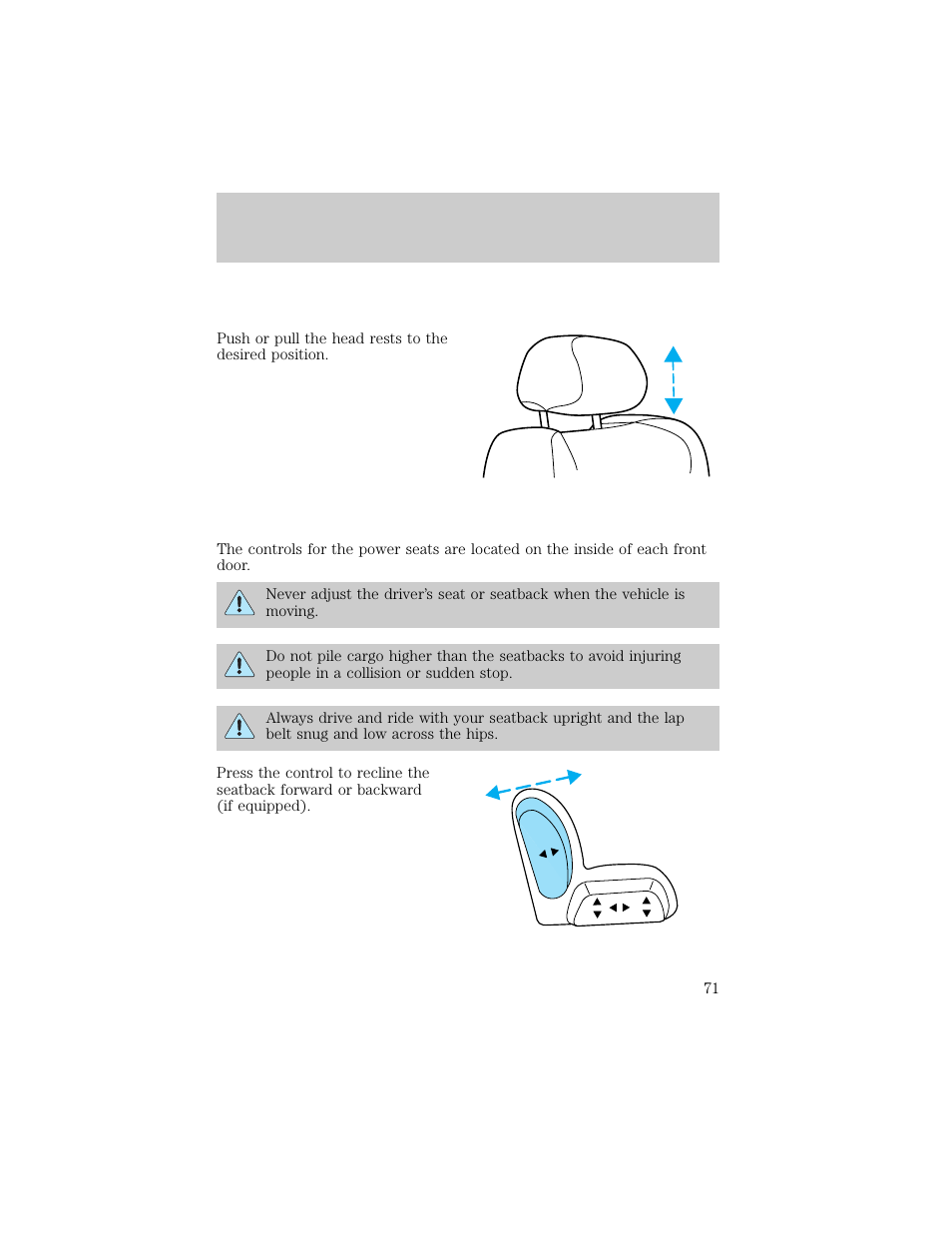 Seating and safety restraints | Lincoln 1998 Continental User Manual | Page 71 / 176