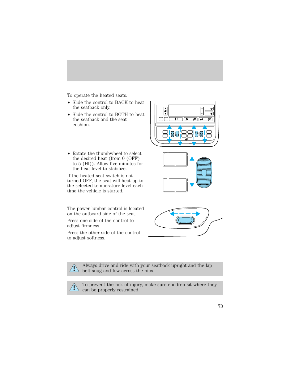 Hi off seating and safety restraints | Lincoln 1998 Continental User Manual | Page 73 / 176