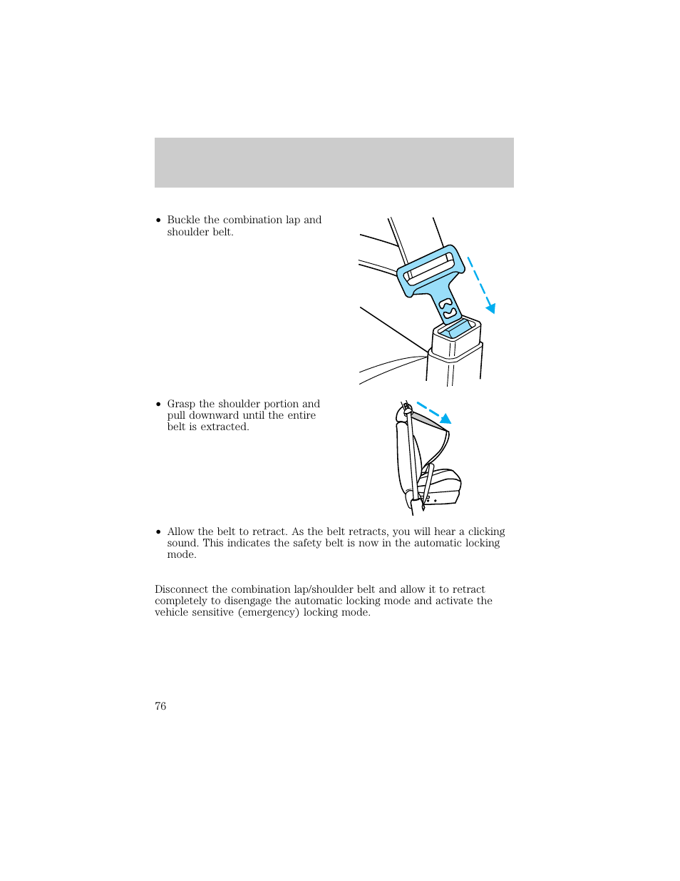 Seating and safety restraints | Lincoln 1998 Continental User Manual | Page 76 / 176