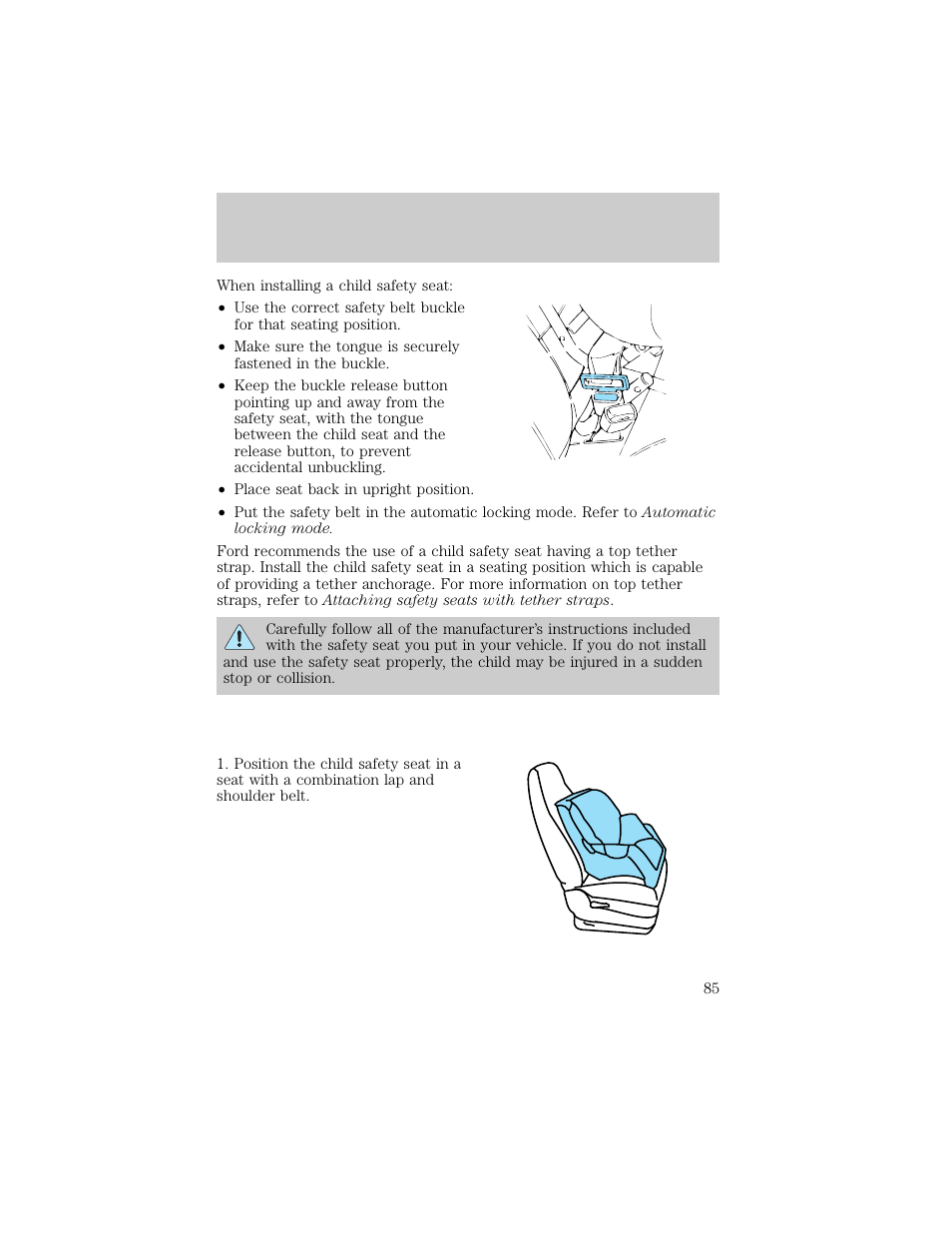 Seating and safety restraints | Lincoln 1998 Continental User Manual | Page 85 / 176