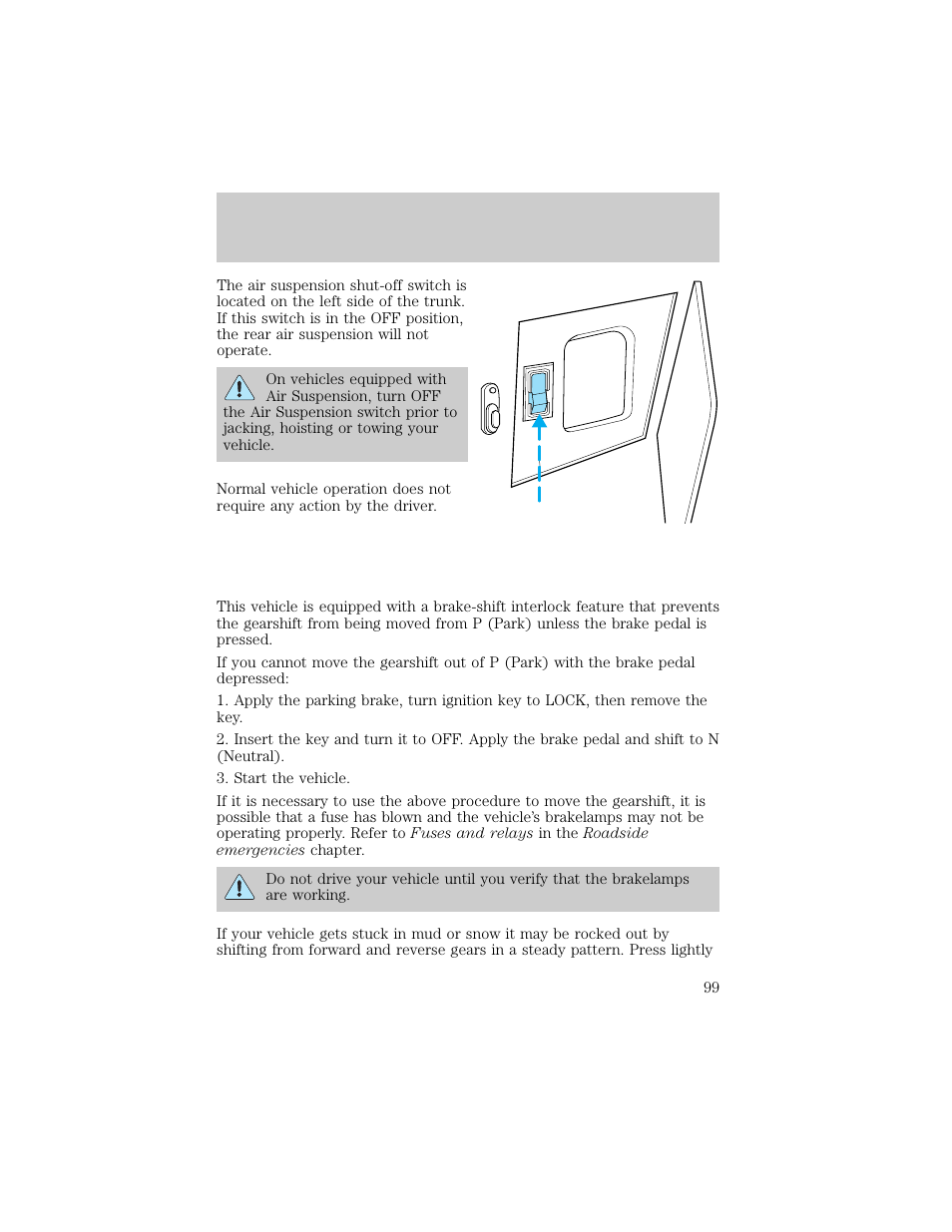 Driving | Lincoln 1998 Continental User Manual | Page 99 / 176