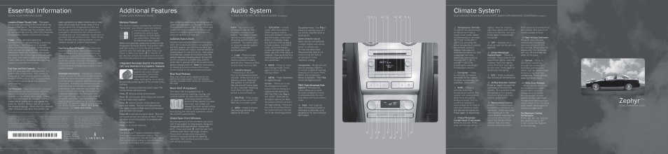 Lincoln 2006 Zephyr User Manual | 2 pages