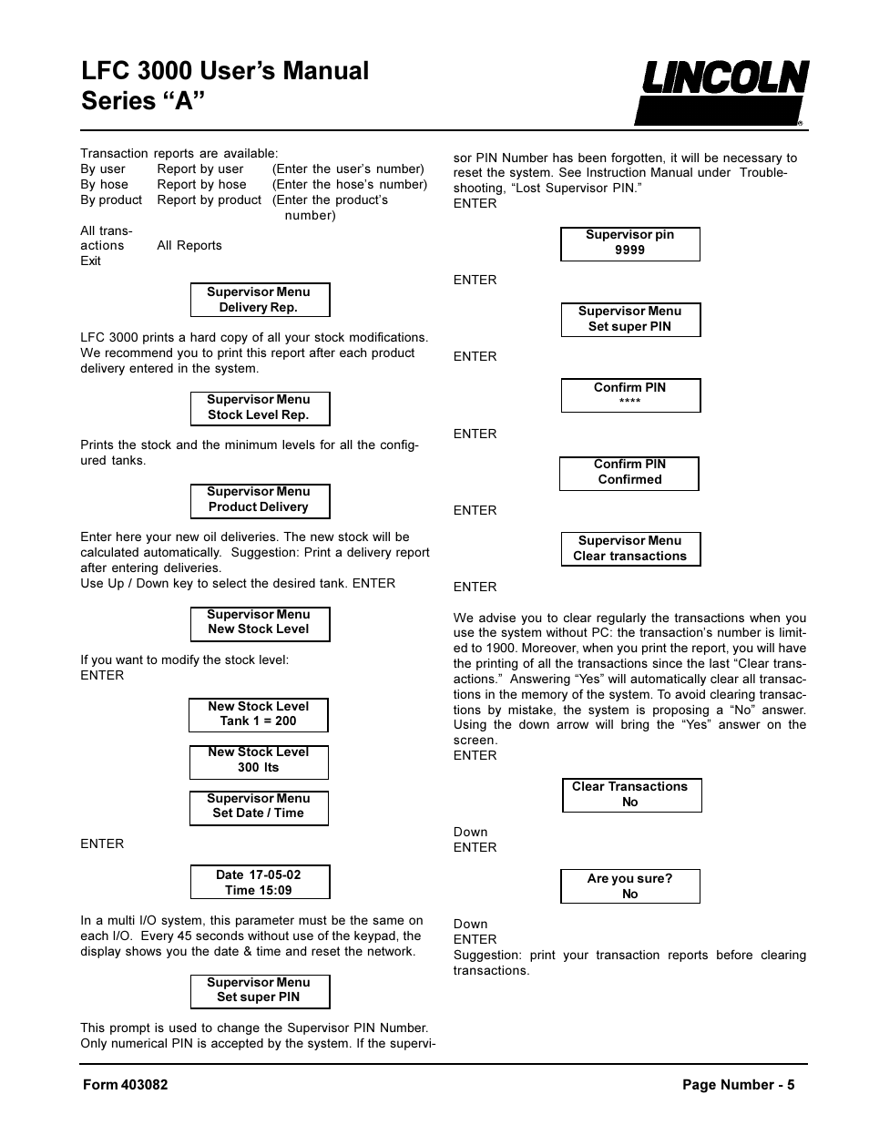 Lfc 3000 users manual series a | Lincoln LFC 3000 User Manual | Page 5 / 12