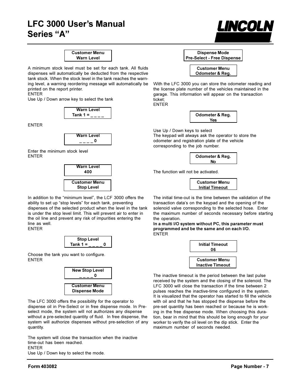 Lfc 3000 users manual series a | Lincoln LFC 3000 User Manual | Page 7 / 12
