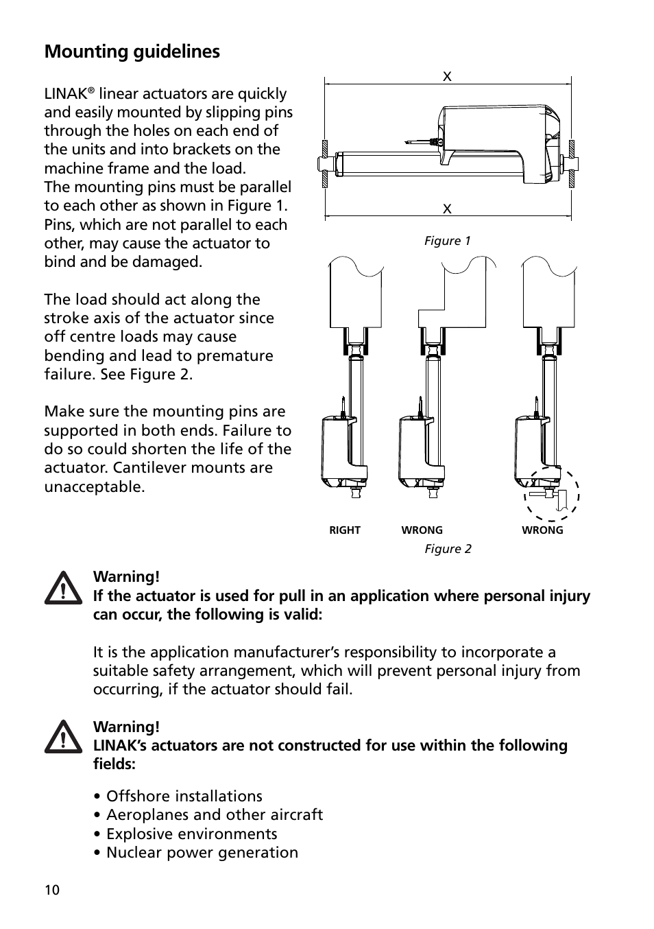 Mounting guidelines | Linak TECHLINE LA36 User Manual | Page 10 / 20