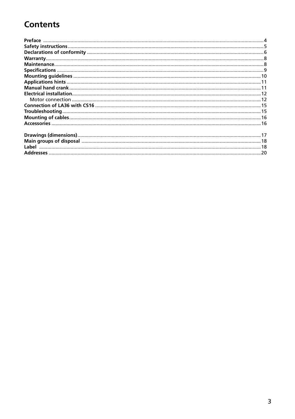 Linak TECHLINE LA36 User Manual | Page 3 / 20