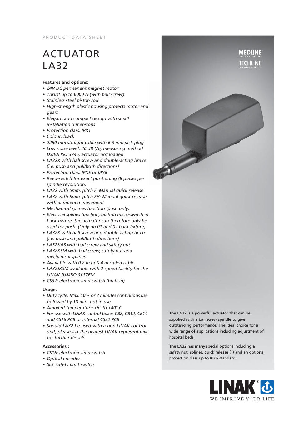 Linak MEDLINE LA32 User Manual | 4 pages