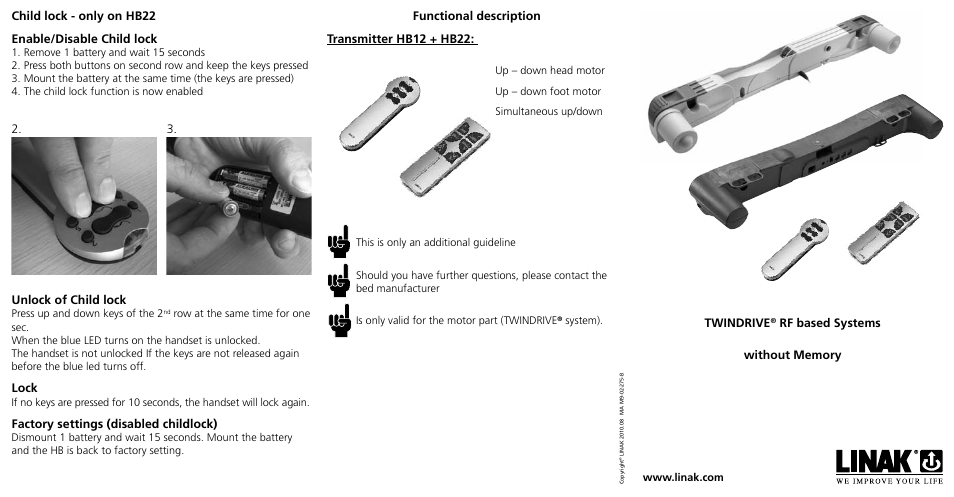 Linak TWINDRIVE HB12 User Manual | 2 pages