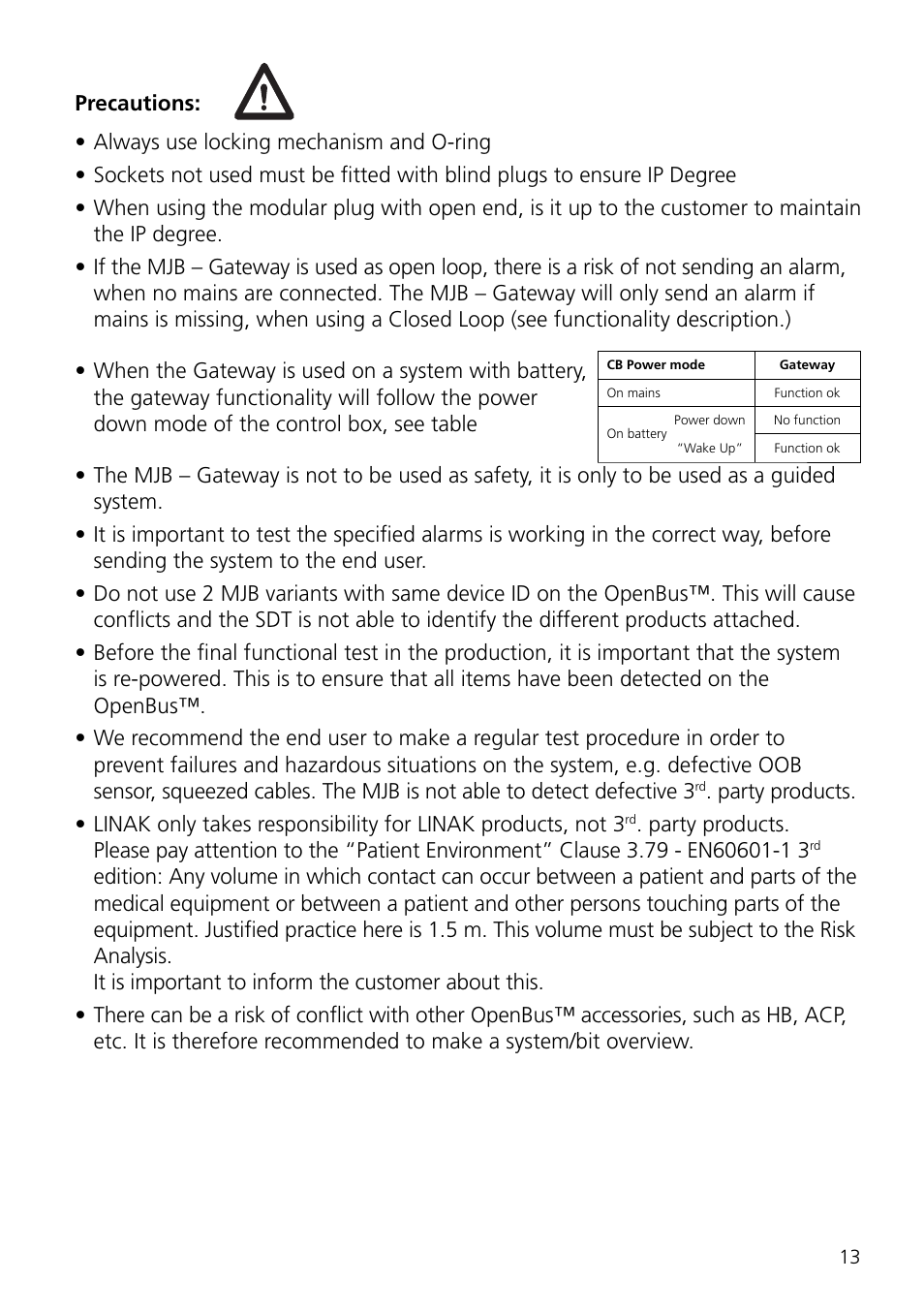 Linak MEDLINE MJB User Manual | Page 13 / 24