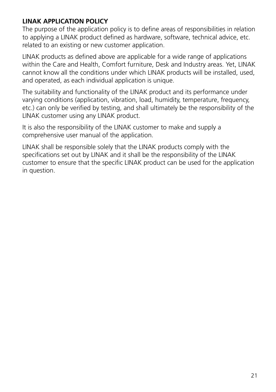 Linak MEDLINE MJB User Manual | Page 21 / 24