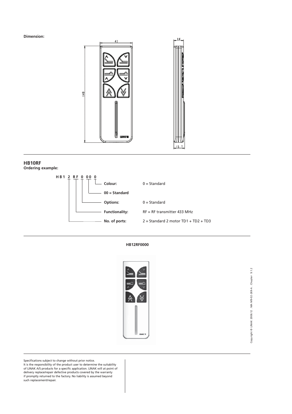 Hb10rf | Linak Homeline HB10RF User Manual | Page 2 / 2