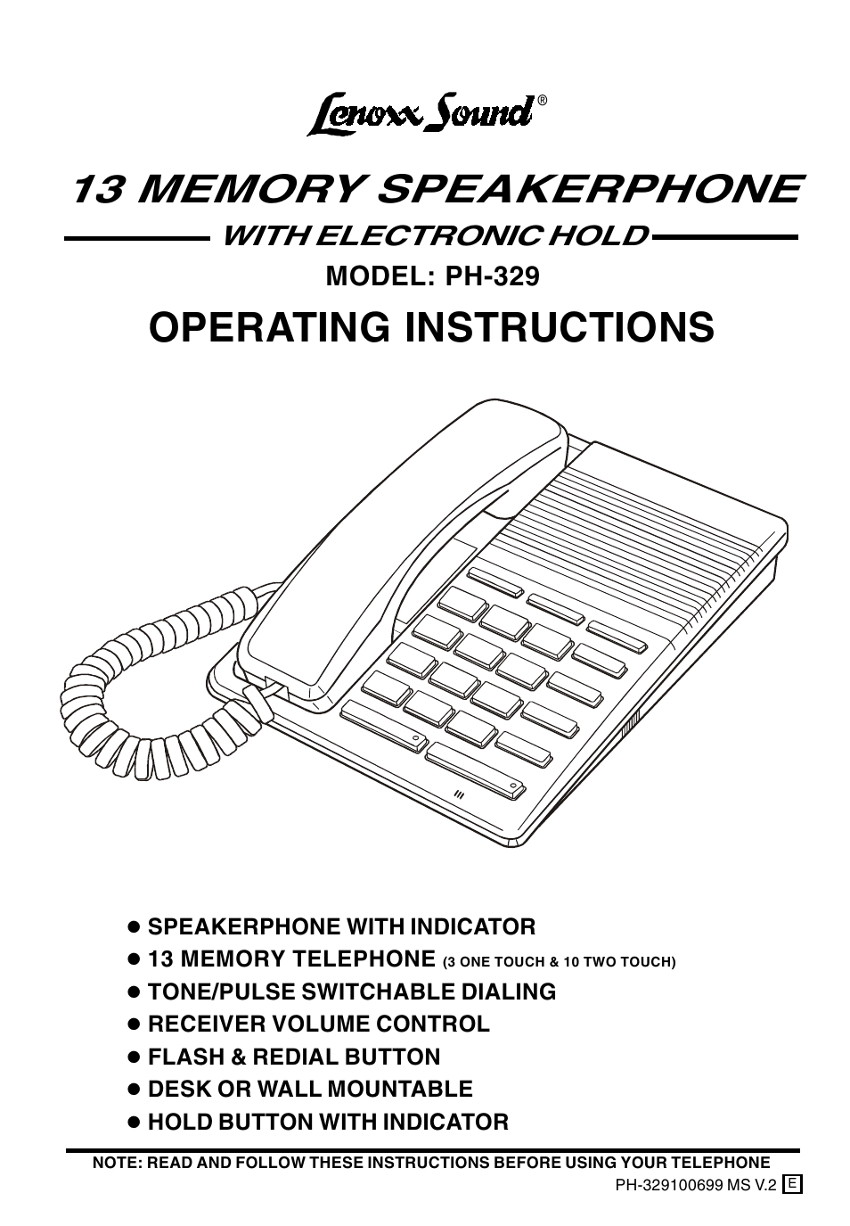 Lenoxx Electronics PH-329 User Manual | 12 pages