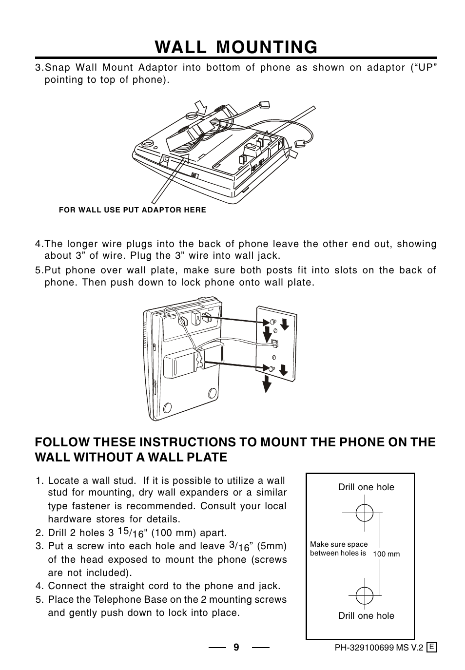 Wall mounting | Lenoxx Electronics PH-329 User Manual | Page 10 / 12