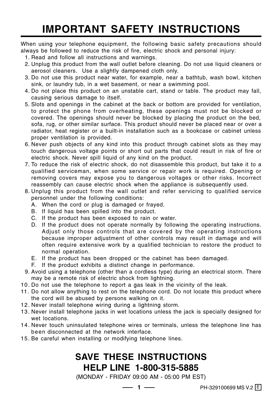 Important safety instructions | Lenoxx Electronics PH-329 User Manual | Page 2 / 12