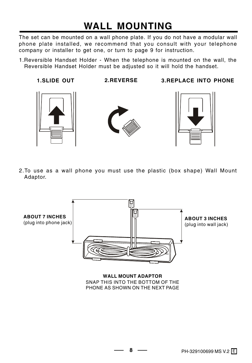 Wall mounting | Lenoxx Electronics PH-329 User Manual | Page 9 / 12
