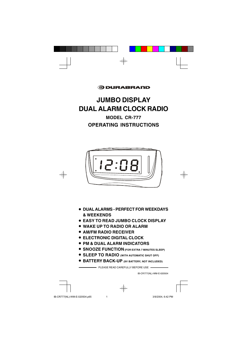 Lenoxx Electronics CR-777 User Manual | 8 pages