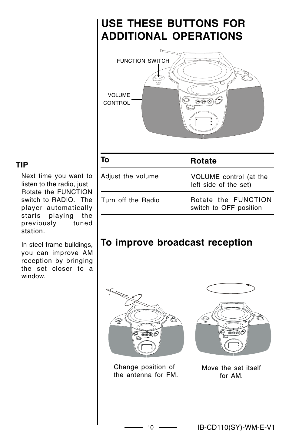 Use these buttons for additional operations | Lenoxx Electronics CD-110 User Manual | Page 11 / 15