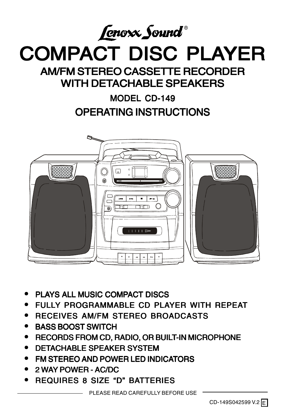 Lenoxx Electronics CD-149 User Manual | 20 pages