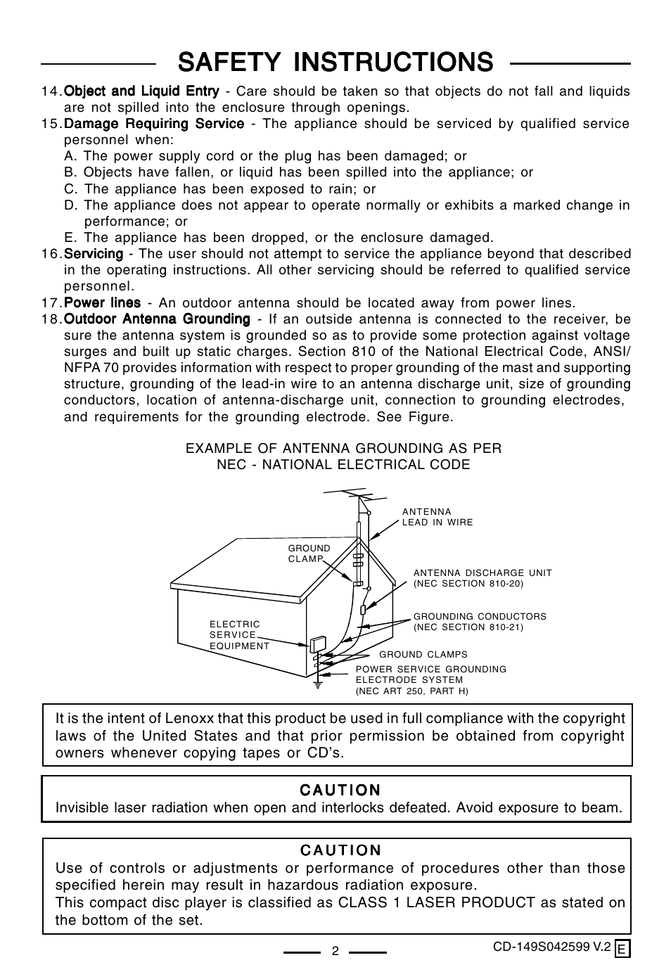 Safety instructions | Lenoxx Electronics CD-149 User Manual | Page 3 / 20