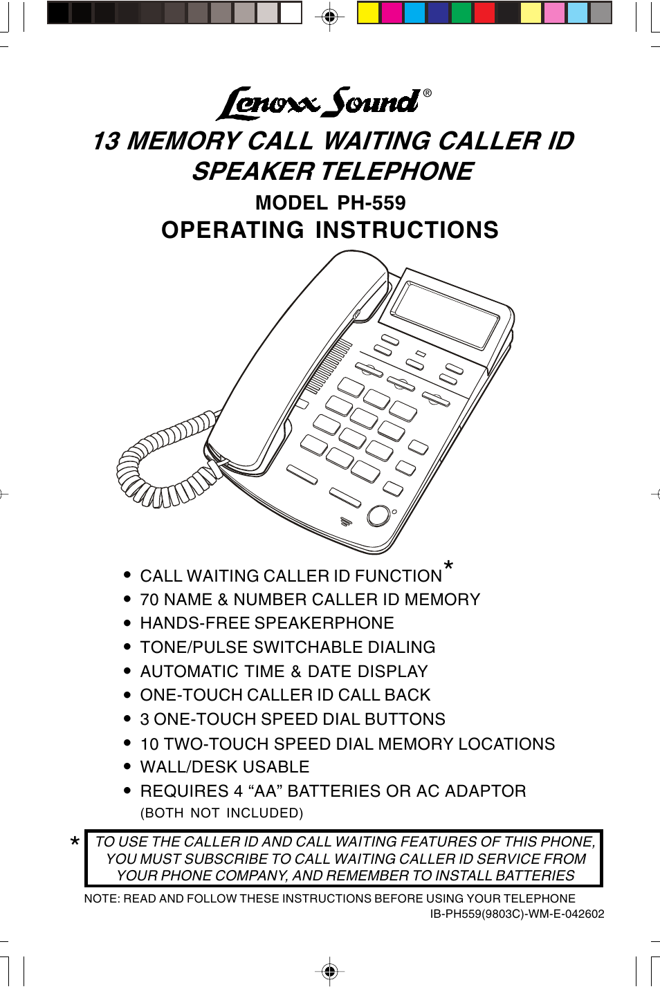 Lenoxx Electronics PH559 User Manual | 20 pages