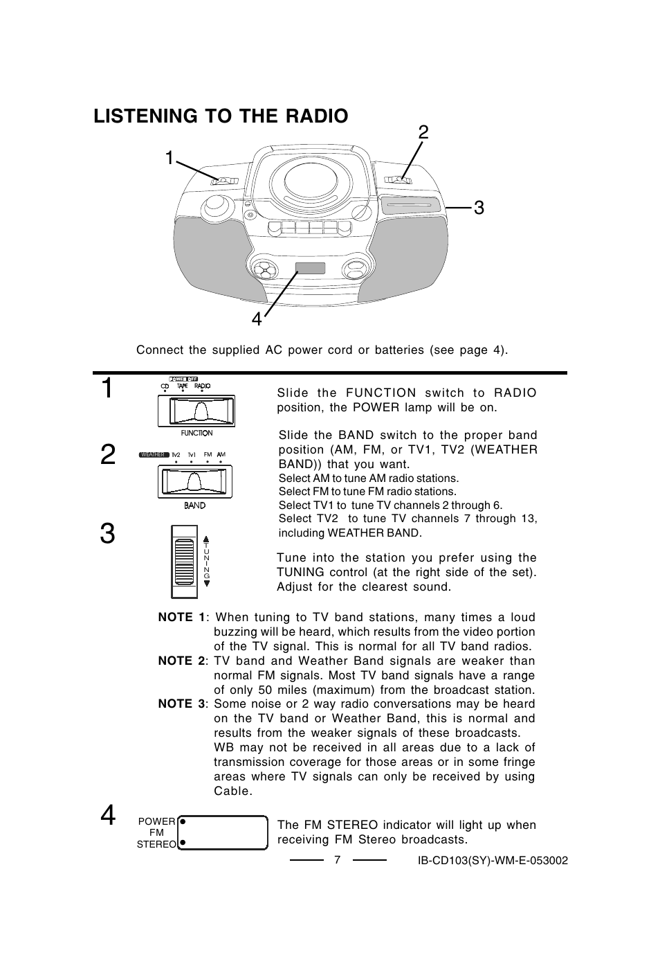 Listening to the radio | Lenoxx Electronics CD-103 User Manual | Page 8 / 20