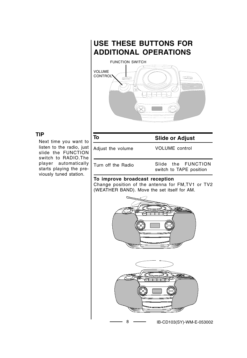 Use these buttons for additional operations | Lenoxx Electronics CD-103 User Manual | Page 9 / 20