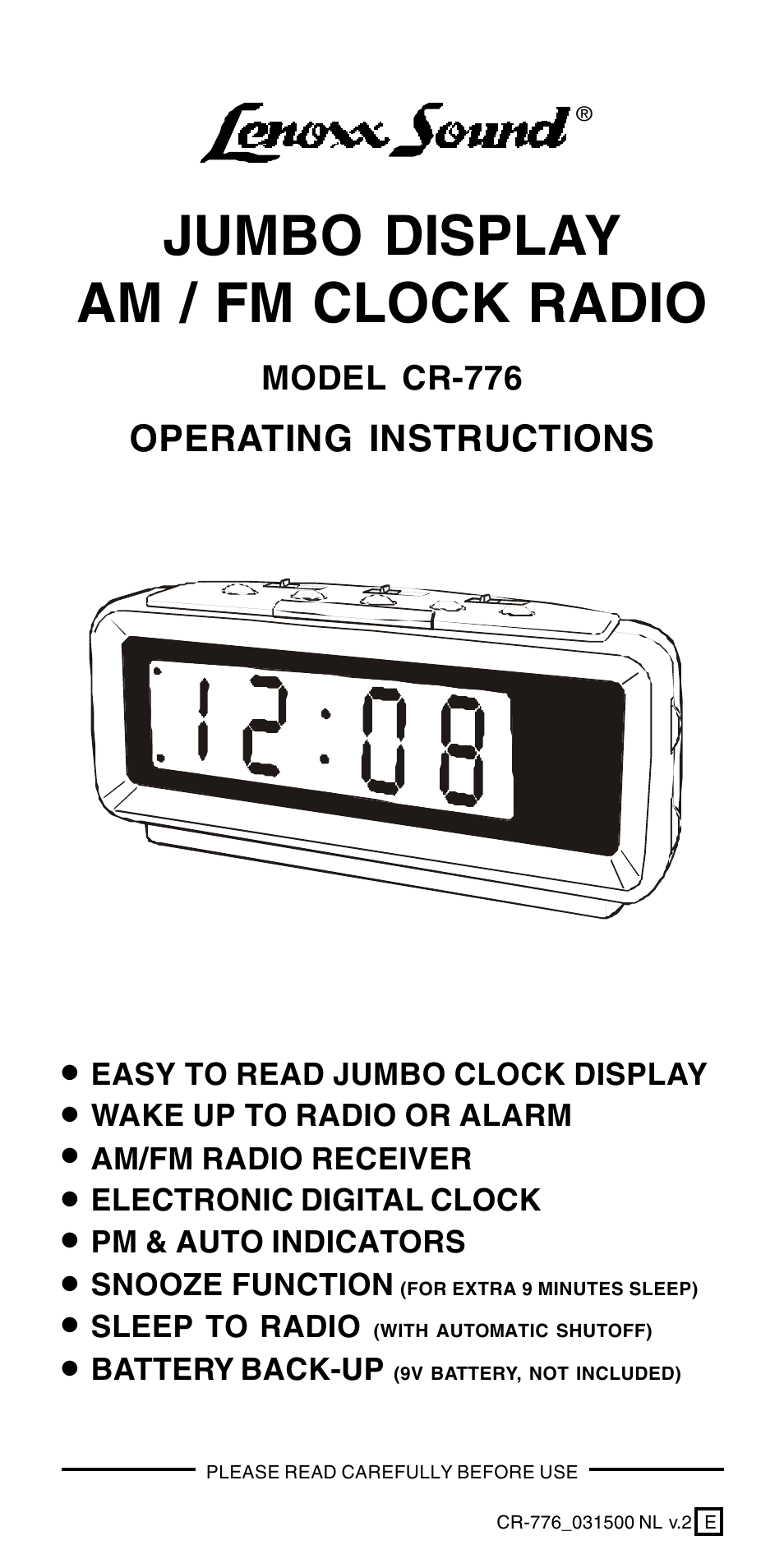 Lenoxx Electronics CR-776 User Manual | 8 pages