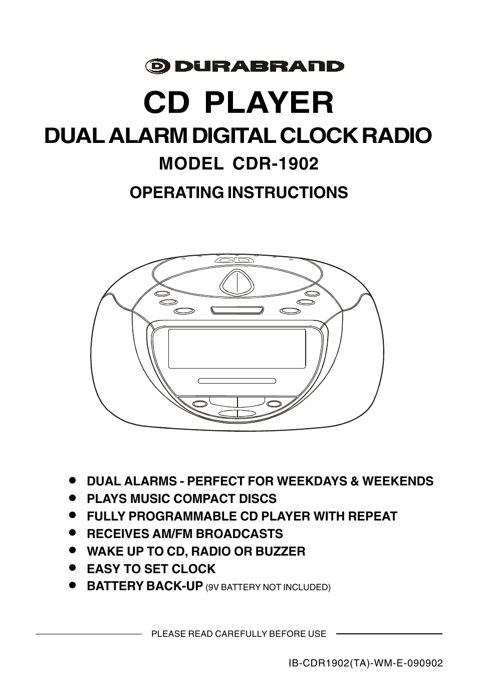 Lenoxx Electronics CDR-1902 User Manual | 17 pages