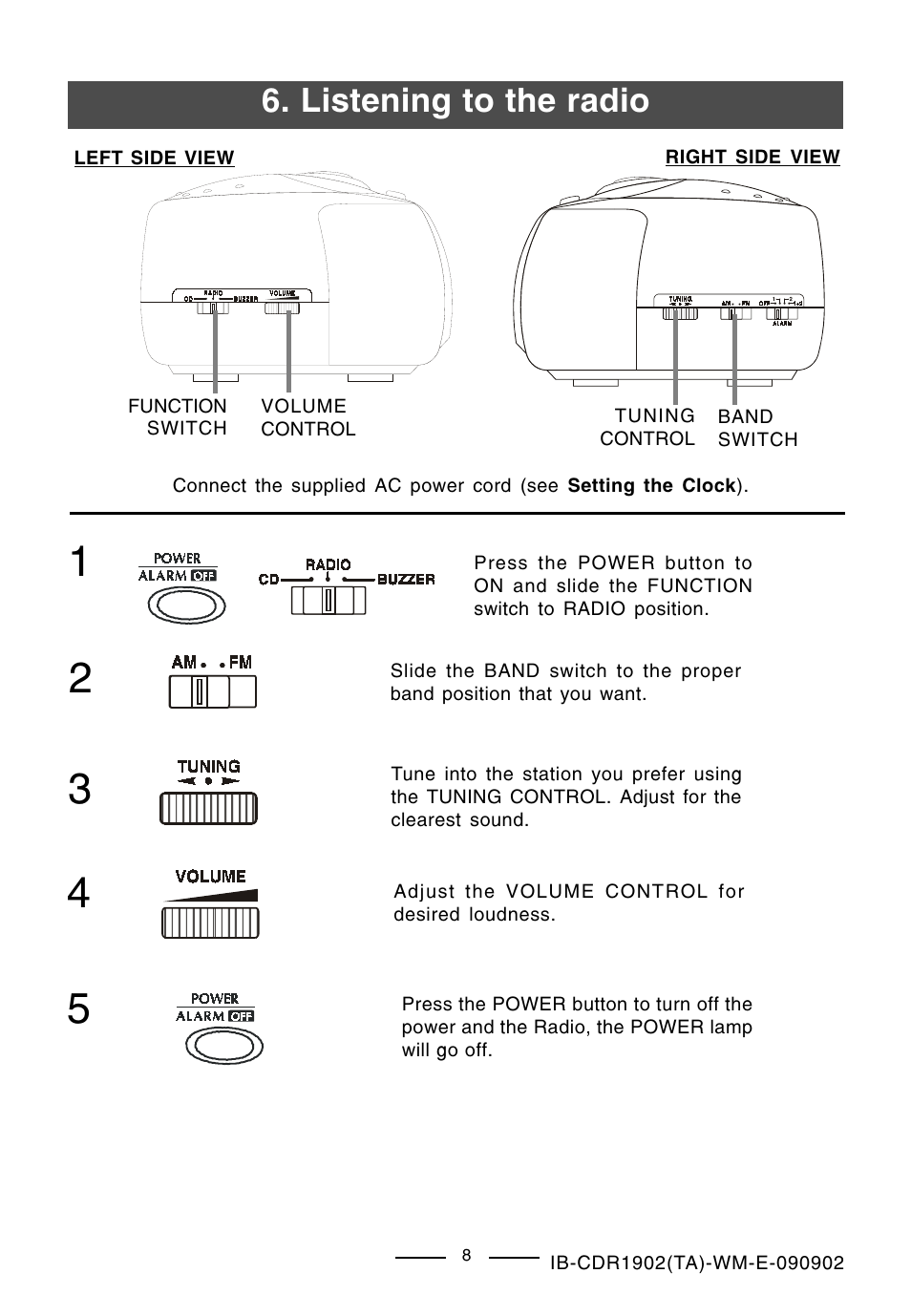 Listening to the radio | Lenoxx Electronics CDR-1902 User Manual | Page 9 / 17