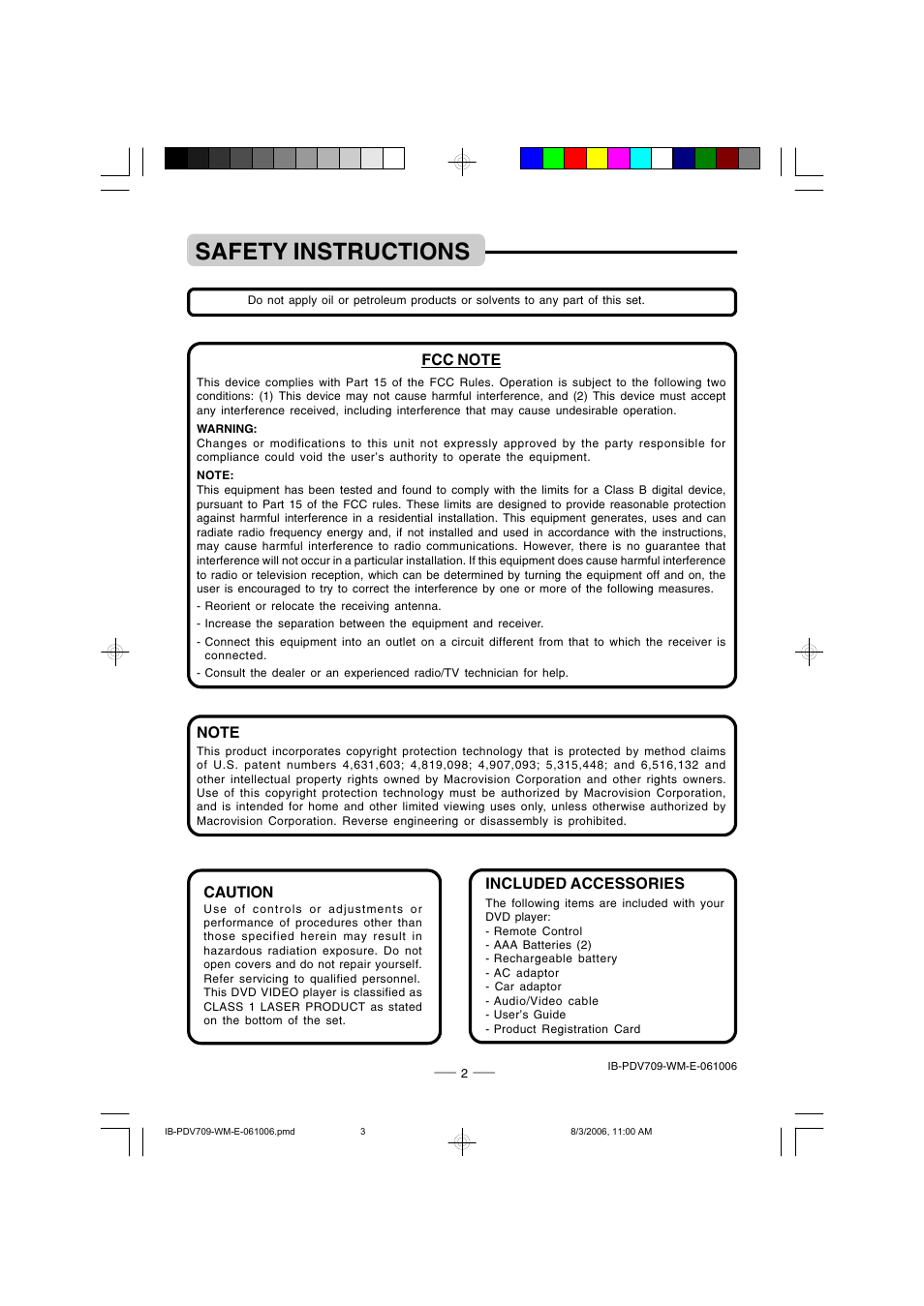 Safety instructions | Lenoxx Electronics PDV-709 User Manual | Page 3 / 30