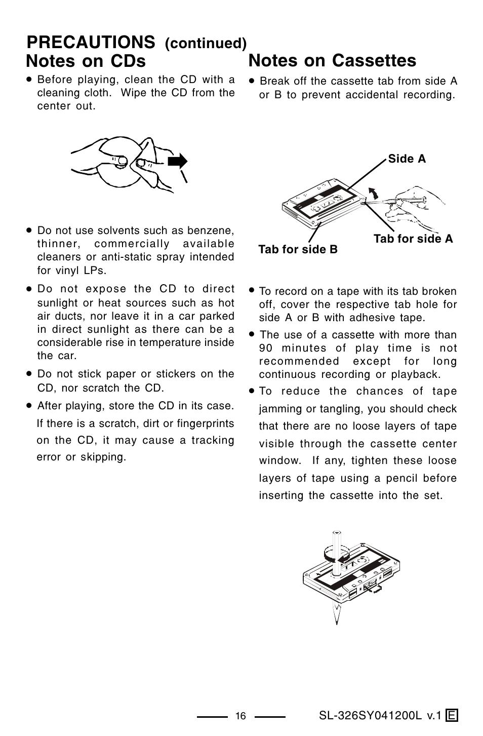 Precautions | Lenoxx Electronics SL-326 User Manual | Page 17 / 20