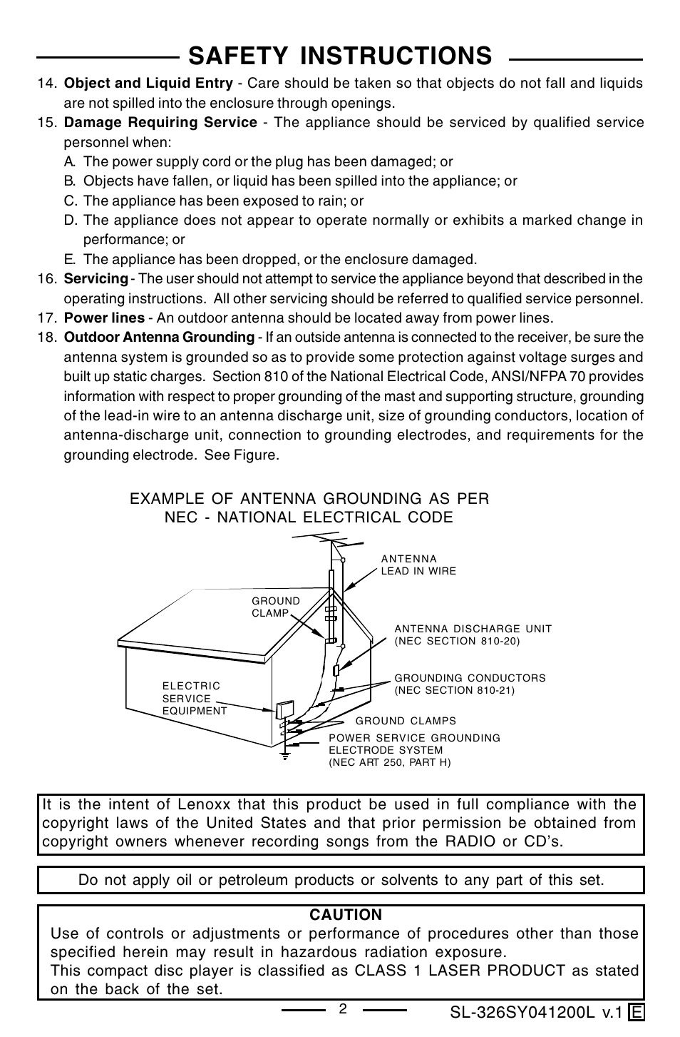 Safety instructions | Lenoxx Electronics SL-326 User Manual | Page 3 / 20