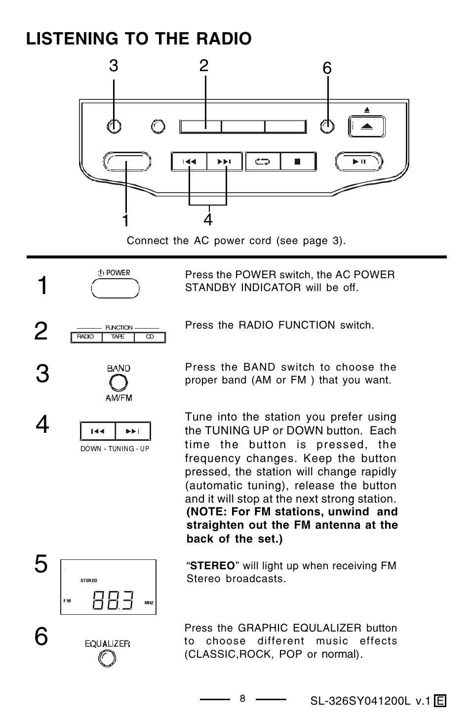 Listening to the radio | Lenoxx Electronics SL-326 User Manual | Page 9 / 20