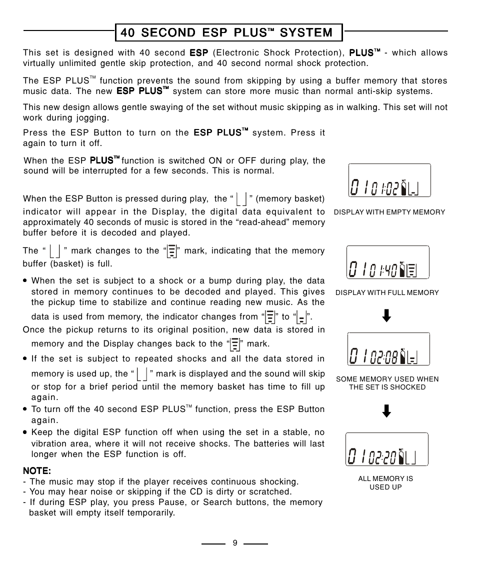 40 second esp plus, System | Lenoxx Electronics CD-91 User Manual | Page 10 / 20