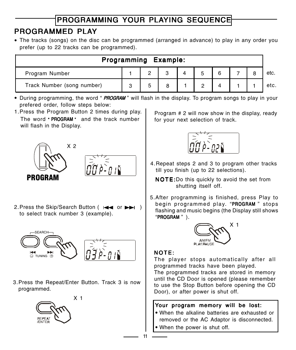 Program, Programmed pla, Programmed pla programmed play yy yy | Programming your pla | Lenoxx Electronics CD-91 User Manual | Page 12 / 20