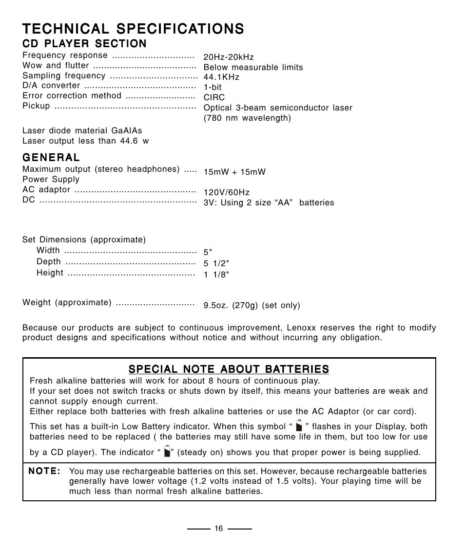 Technical | Lenoxx Electronics CD-91 User Manual | Page 17 / 20